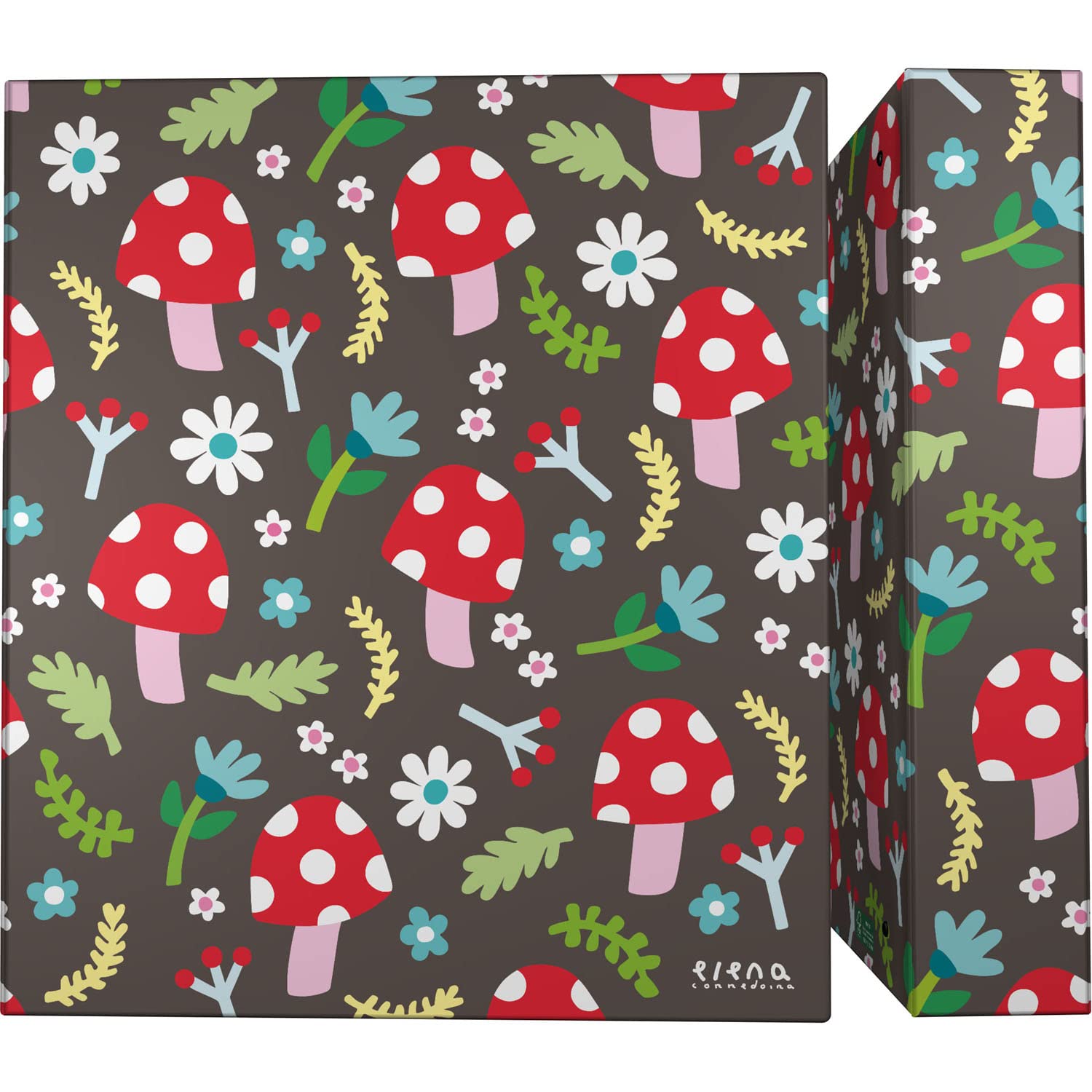 Grafoplás | A4 School Binder | 4 Mixed Rings 40 mm | Elena Corredoira Collection | Mushrooms | Soft Touch | FSC Certified