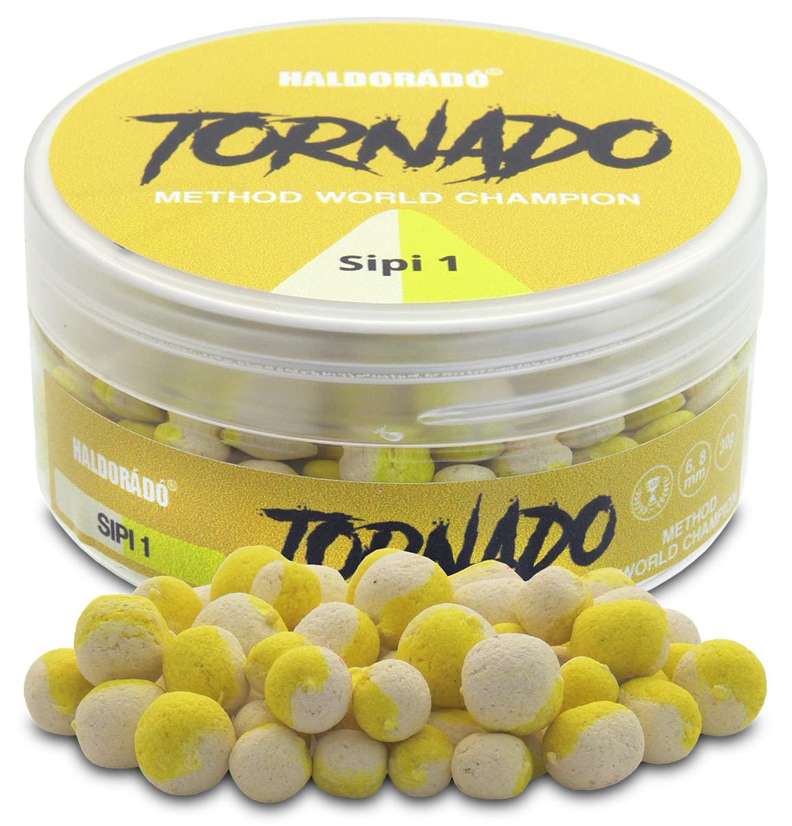 Haldorado TORNADO Method World Champion Carp Fishing Baits Pellets/Boilies, Lemon-Peppermint Flavoured, Lemon Yellow-White Coloured, 4 Different Baits, Sipi 1