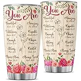 JENOIS Christian Bible Verse Inspirational Gift for Women, You Are Affirmation Floral Design, 20oz Stainless Steel Insulated Tumbler for Faith, Encouragement, Spiritual Upliftment