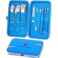 Manicure Set, Travel Mini Nail Clippers Kit Pedicure Care Tools, 10pcs Stainless Steel Grooming kit (Blue)