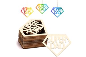 Tmflexe Dad 30Pcs Unfinished Wood Crafts Fathers Day DIY Cutouts Dad Birthday Present Gift Tags Wooden Letter Ornaments Paintable Blank Hanging Wood Slices for Kids Art Crafts Party Decor for Daddy