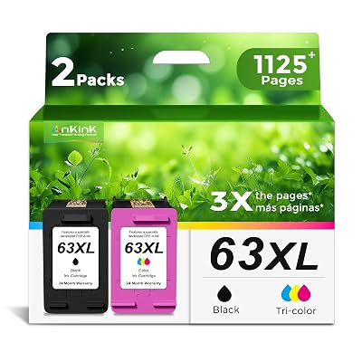Ankink 63XL Ink Cartridges Replacement for HP 63 XL (Black Color Combo Pack) Fit for HP63 3830 4650 4652 4655 5200 5252 5255 5258 4520 4512 1112 2132 3630 3632 3631 2130 4510 4654 Printers BK Tricolor