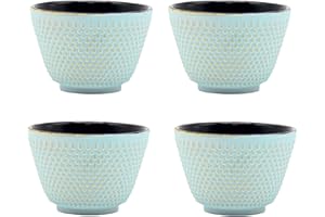 SECHUDO Japanese Cast Iron Tea Cups, Small and Heavy Teacups with no Handles, Japanese Style Cups for Adults, Asian Teacup, C