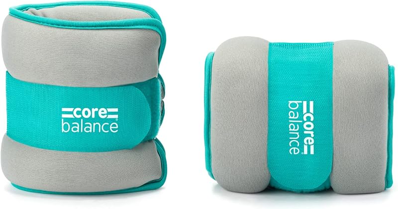Core Balance Ankle and Wrist Weights 2kg Teal Set of 2 Adjustable Neoprene