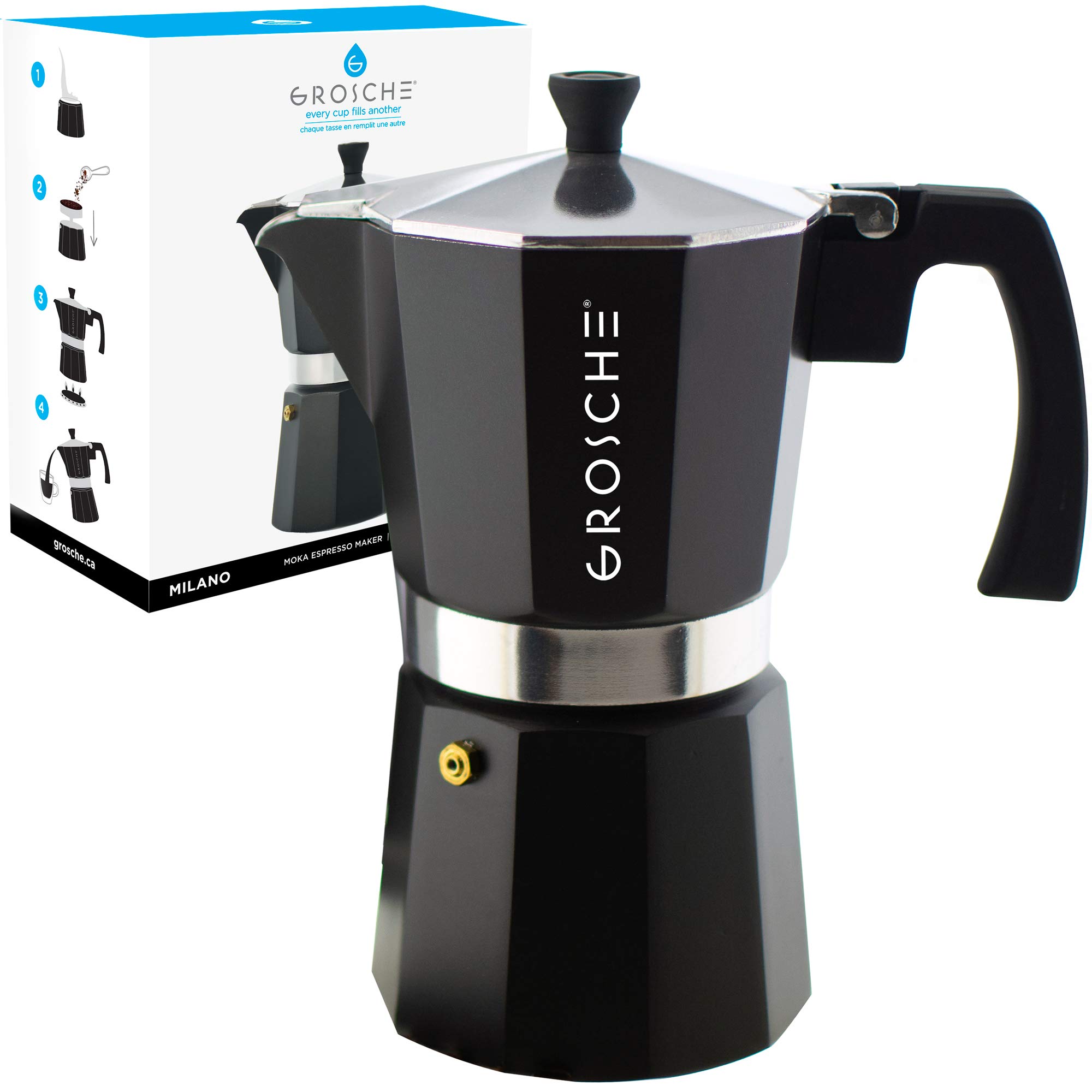 Espresso Coffee Maker GROSCHE Milano Moka 9Cup Stovetop (9 cup/15.2 oz