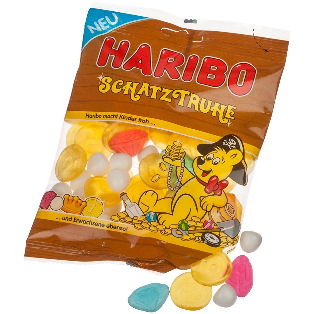 Haribo Treasure Chest, Gummy Bears, Fruit Gum with Marshmallow Dragee