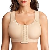 BRABIC Post Surgery Compression Bras for Women Front Closure Mastectomy Bra with Wide Adjustable Straps Wirefree