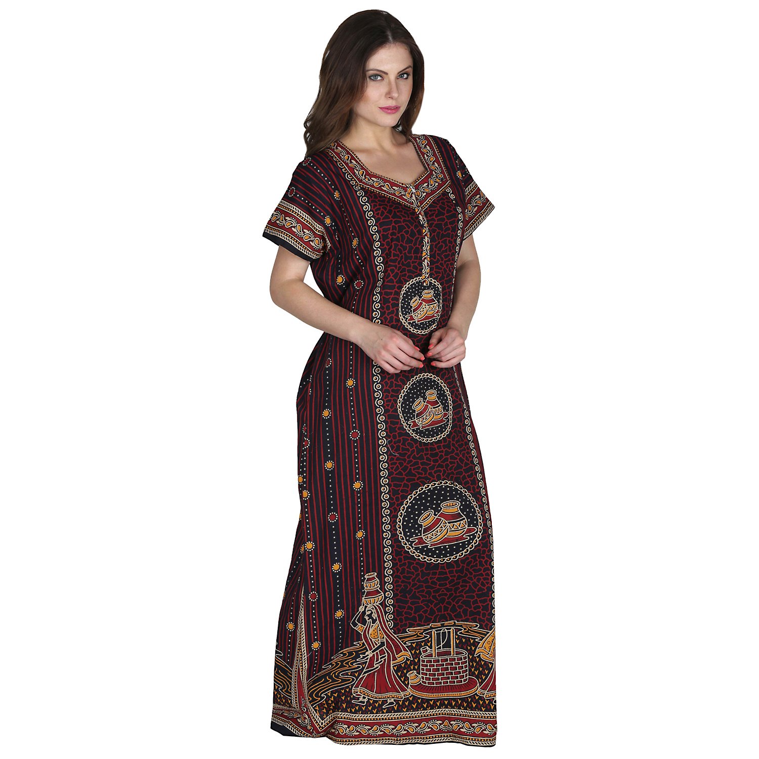 secret wish women's cotton brown nighty, nightdress