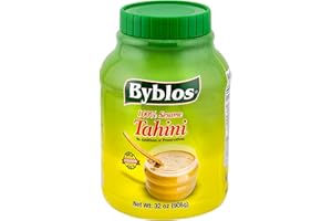 VANREO Byblos Tahini Paste for Hummus Baba Ganoush 32oz Natural Stone Ground Lebanese Sesame Paste Vegan Cholesterol-Free No Preservatives Perfect for Delicious Middle Eastern Dishes