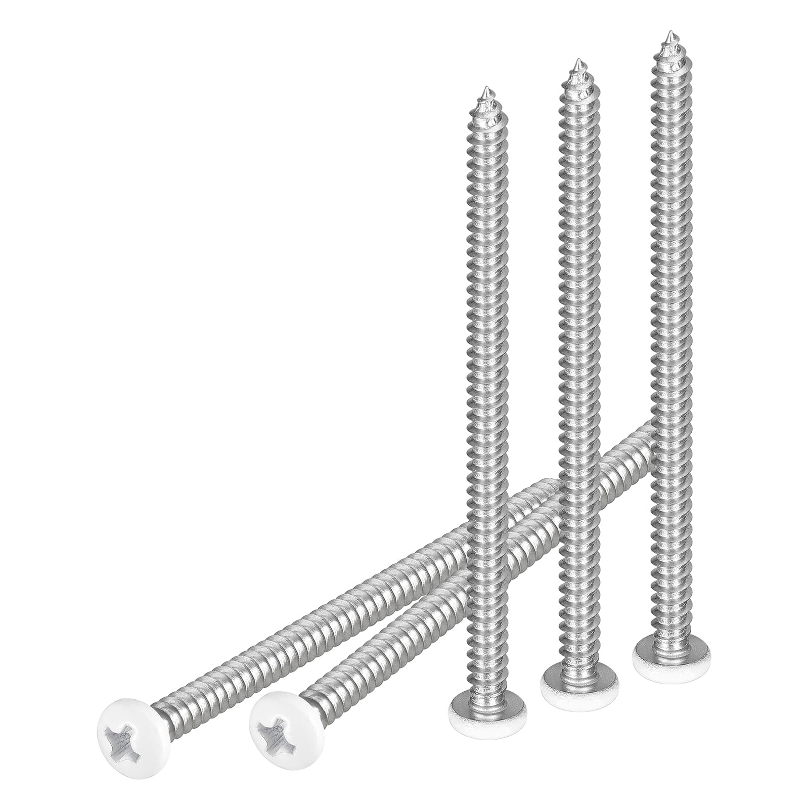 DTGN #8x3" White Screws 100Pack - 304 Stainless Steel Pan Head Phillips Sheet Metal Screw Self-tapping Screw Wood Screws — image 1