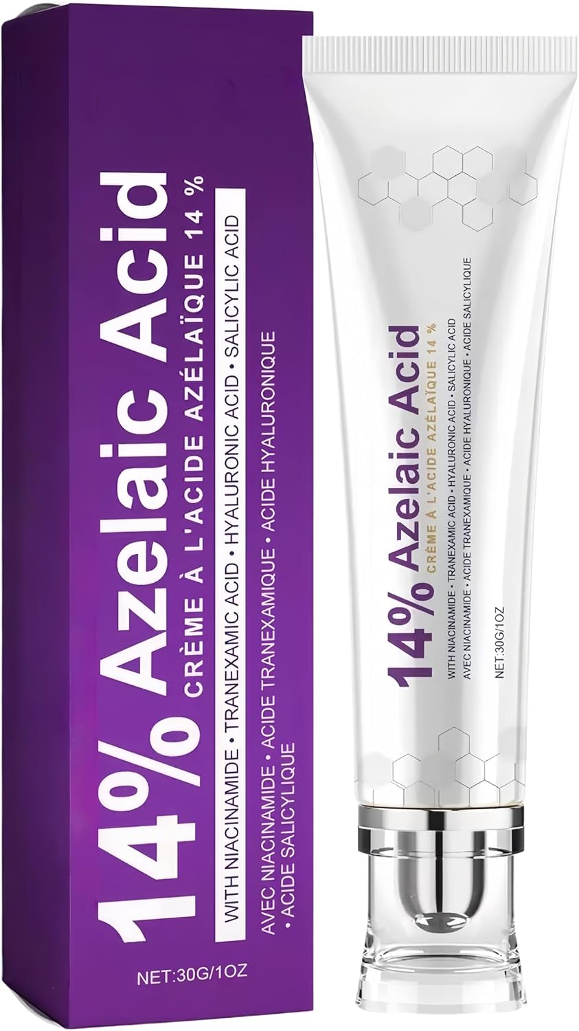 14% Azelaic Acid Cream for Face | Gentle Skin Care with Niacinamide, Tranexamic Acid, Hyaluronic Acid & Salicylic Acid | Hydrating & Soothing Facial Moisturizer for All Skin Types | 30g / 1oz