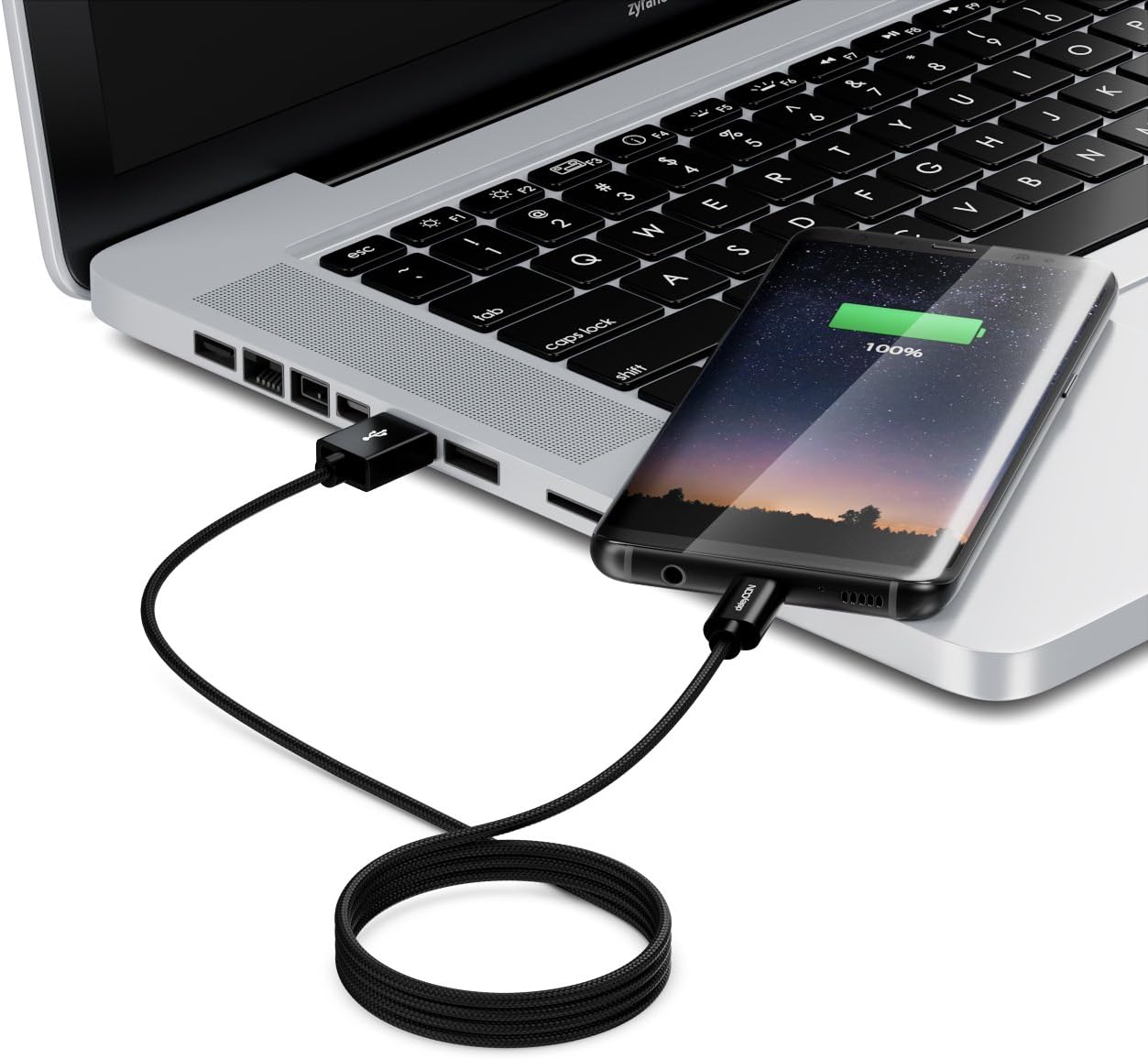 deleyCON 2m (6.56 ft.) Nylon Micro USB Cable + Metal Plug - Charger Cable Data Cable Quick Charge Cable - Smartphone Tablet PC Laptop Notebook - Black - Image 5