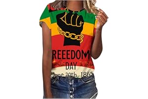 GENERIC Juneteenth Shirts for Women Celebrate Black Freedom Tee Tops Casual Short Sleeve Tunic T-Shirts Black Pride Crewneck Blouses