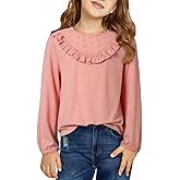 DOKOTOO KIDS Girls Cute Shirts Lace Embroidered Long Sleeve Tops 2025 Fall Fashion Knit Crewneck Blouses 6-13 Years