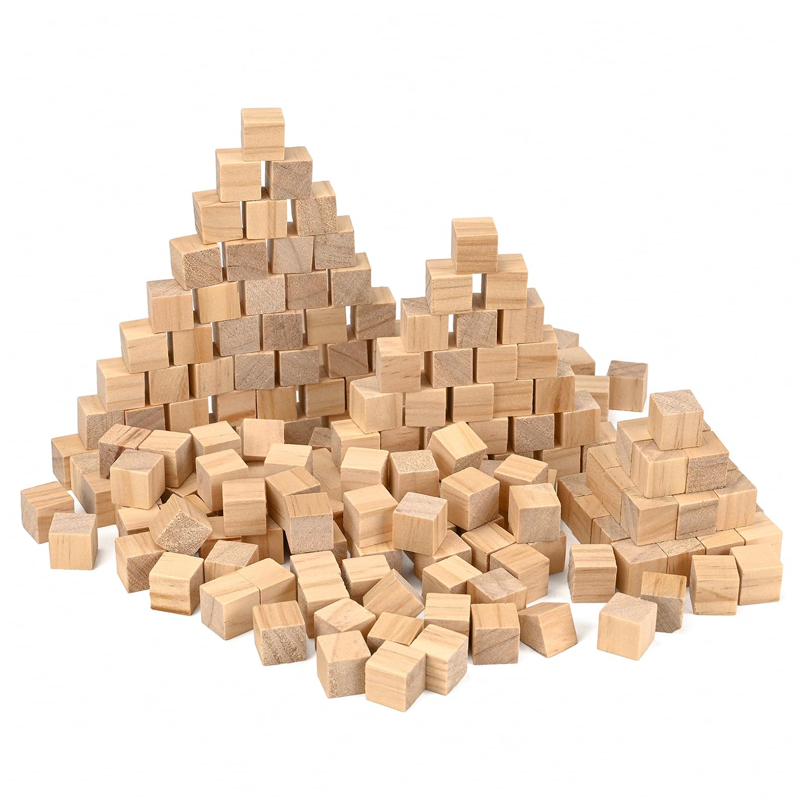 LUUFAN Unfinished Wood Blocks, 200 Pack 1.5cm Small Wooden Square Blank Cubes Building Blocks for Home Decor Craft DIY Project Puzzle Making