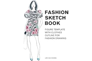 Fashion Sketch Book Figure Template with Clothes Outline for Fashion Drawing: Large Female Figure Template with Dressing Outl