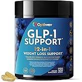 Optiwav GLP-1 Support Probiotic Weight Loss Supplement - Natural GLP1 Support Appetite Suppressant for Women Men - for Daily Fat Burn Hunger Control Metabolism Boost Gut & Curb Cravings Support