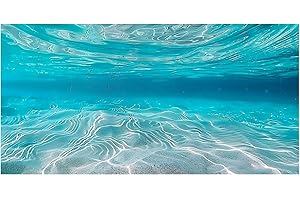 Dizifinn Undersea Theme Aquarium Background, Teal Ocean Floor Tropical Tank Fish Tank Backdrop Decor, Polyester Fabric with 6 EVA Double-Sided Tapes 36x18 inches/90x45cm