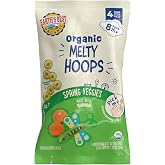 Earth's Best Organic Melty Hoops, Bite-Sized Snacks for Babies 8 Months and Up, Spring Veggie, 0.32 Ounce Individual Bags (Pack of 4)