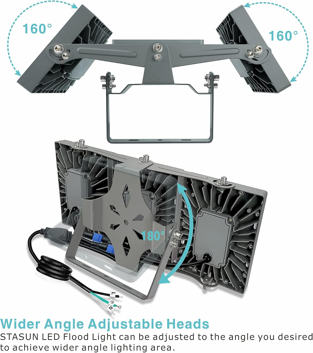 STASUN 150W LED Flood Light, 13500lm Super Bright Outdoor Security Lights with Wider Lighting Angle, 5000K Daylight, IP65 Waterproof Outside Yard Court Stadium Parking Lot Lighting Fixture: Home Improvement