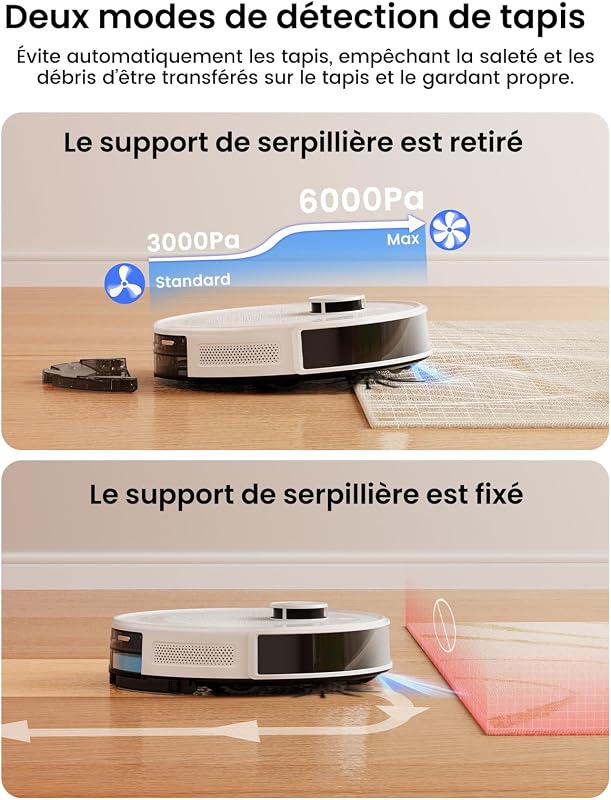 M2L Plus Robot Aspirateur Laveur 6000Pa, Vidage Auto avec Sac 2,5 L — photo 6 sur 8