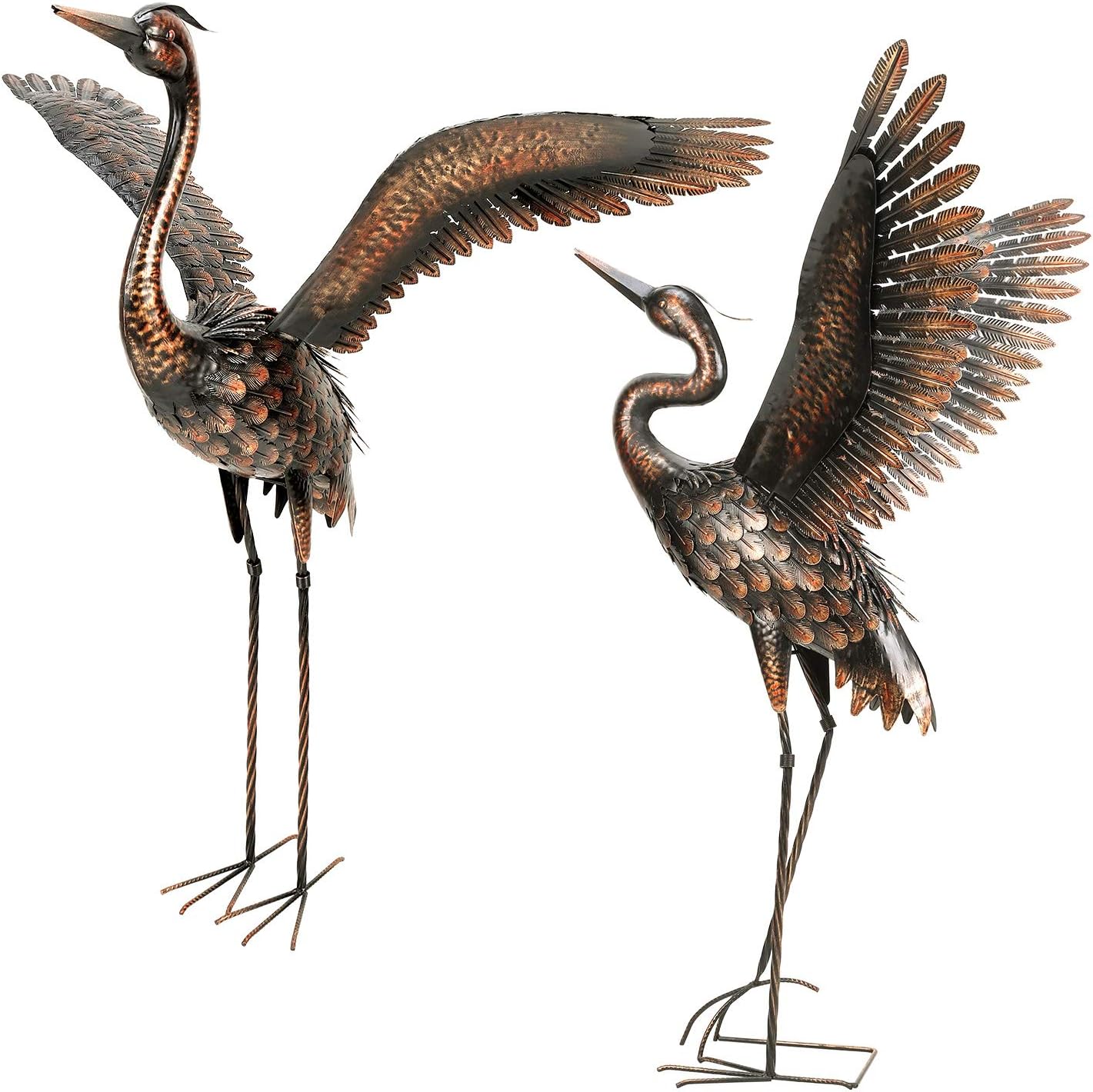 chisheen Garden Statue Outdoor Metal Heron Crane Yard Art Sculpture for Lawn Patio Backyard Decoration,46 inch (2-Pack): Home & Kitchen