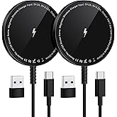 Magnetic Wireless Charger for iPhone: Compatible with Magsafe Charger iPhone 17 16 15 14 13 12 Series & Airpods 4 3 2 Pro-Fast 15W Max Charging Pad Strong Magnet, Dual USB-C/A Ports-Home Office Travel
