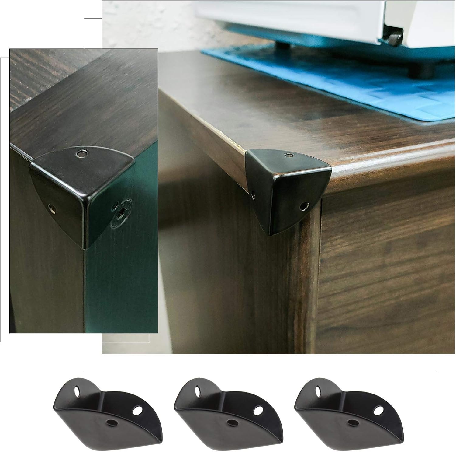Create idea 12pcs Black Corner Brace Decorative Protectors Wrap Angle Edge Guard Cover Brackets 25mm for Wooden Case Trunk Box Flightcases - Image 5