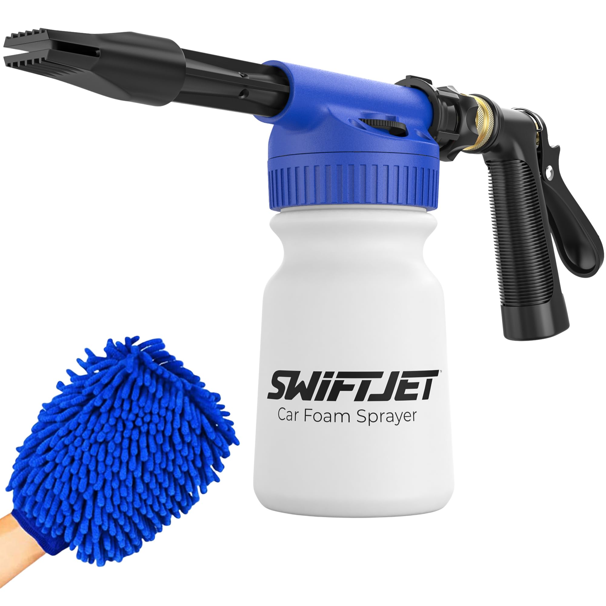 SwiftJet Car Wash Foam Gun + Wash Mitt - Works with Any Soap & Garden Hose