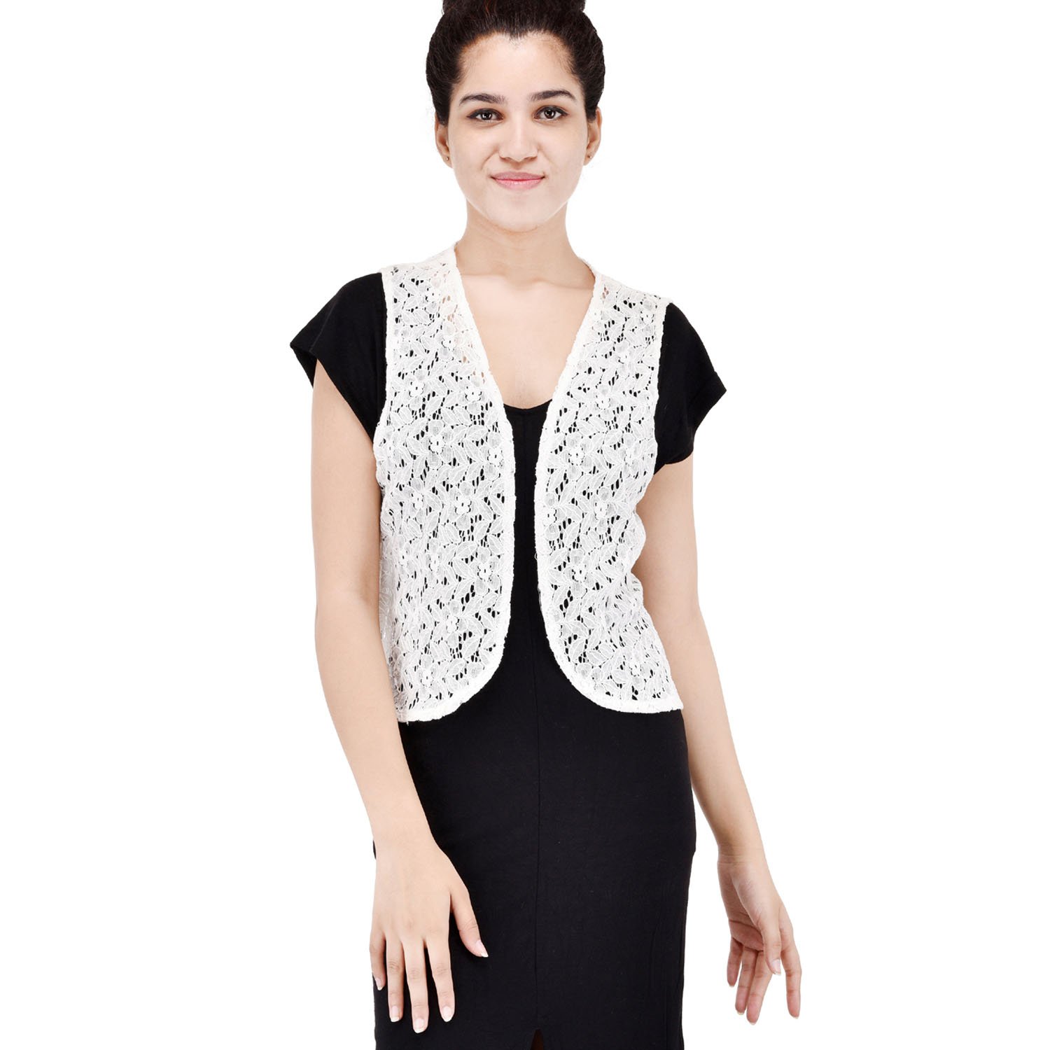 women casual white sheer shrug