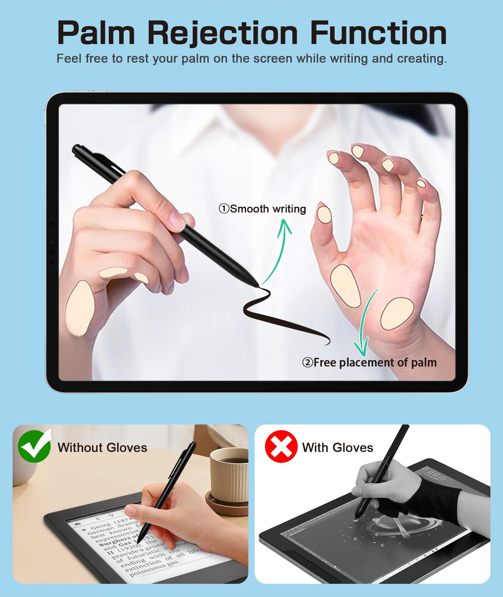 Ciscle EMR Stylus Compatible with Remarkable 2, Replacement Digital Pen with Eraser, 4096 Pressure Levels, Palm Rejection, Tilt Support (5 Pen Tips) (Pen with 5 Tips Black)