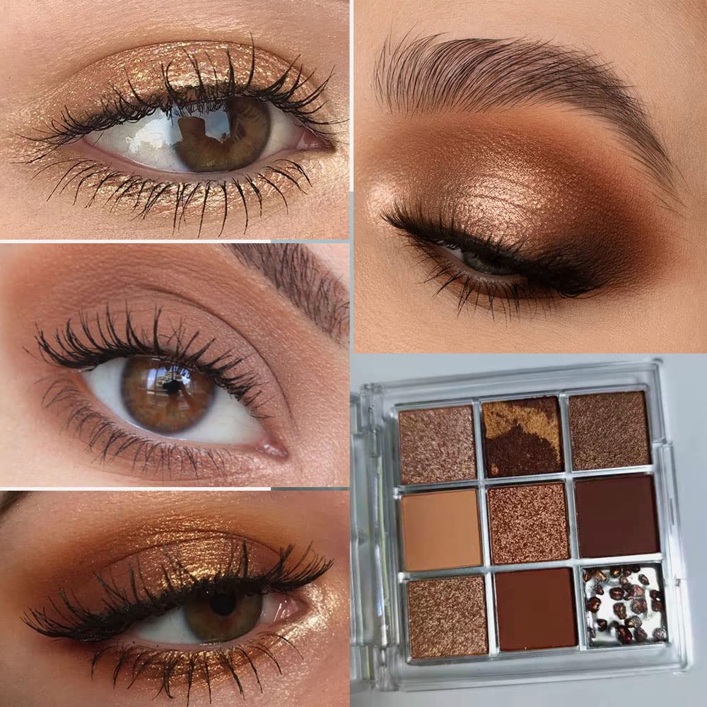AMY'S DIARY Dark Brown EyeShadow Palette, Copper Eyeshadow glitter brown matte Shimmer Makeup,Hazel Eyes Eyeshadow Palette,smokey eye eyeshadow palette waterproof Long Lasting