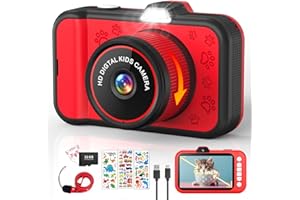 CHAKEYAKE Kids Camera, Toddler Digital Camera with Rotating Zoom Lens, 3.5” Large Screen, 1080P Toy Camera for Kids with Flash, 32GB Card, Birthday Gifts for Boys Girls 3 4 5 6 7 8 9 10 11 12 Year Old