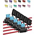 5 Pack 12 AWG Inline Fuse Holder - Automotive Replacement Fuse Holder with 60 Pcs (2A, 3A, 5A, 7.5A, 10A, 15A, 20A, 25A, 30A,