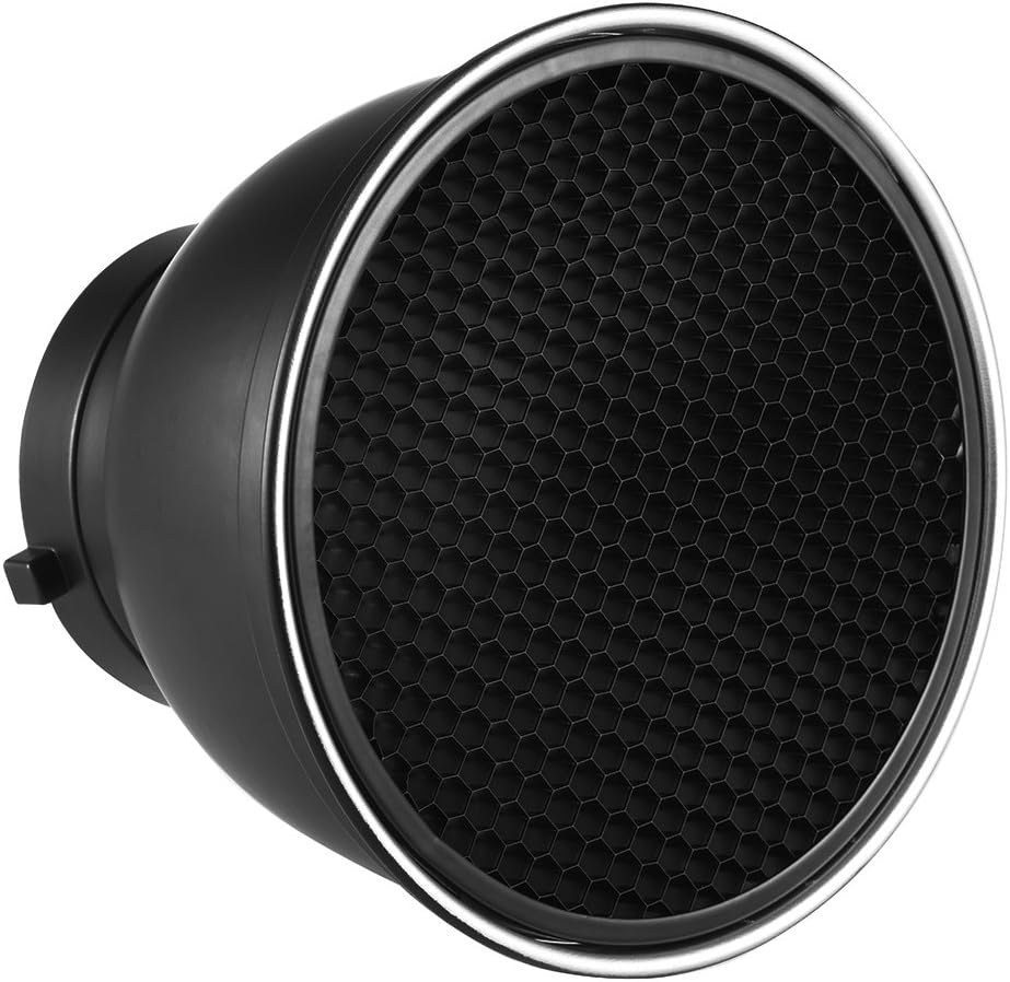 Andoer 7 Inch Standard Reflector Flat Diffuser Lamp with 60° Honeycomb Grid for Bowens Mounting for Flash Studio Strobe Speedlite (Reflector)