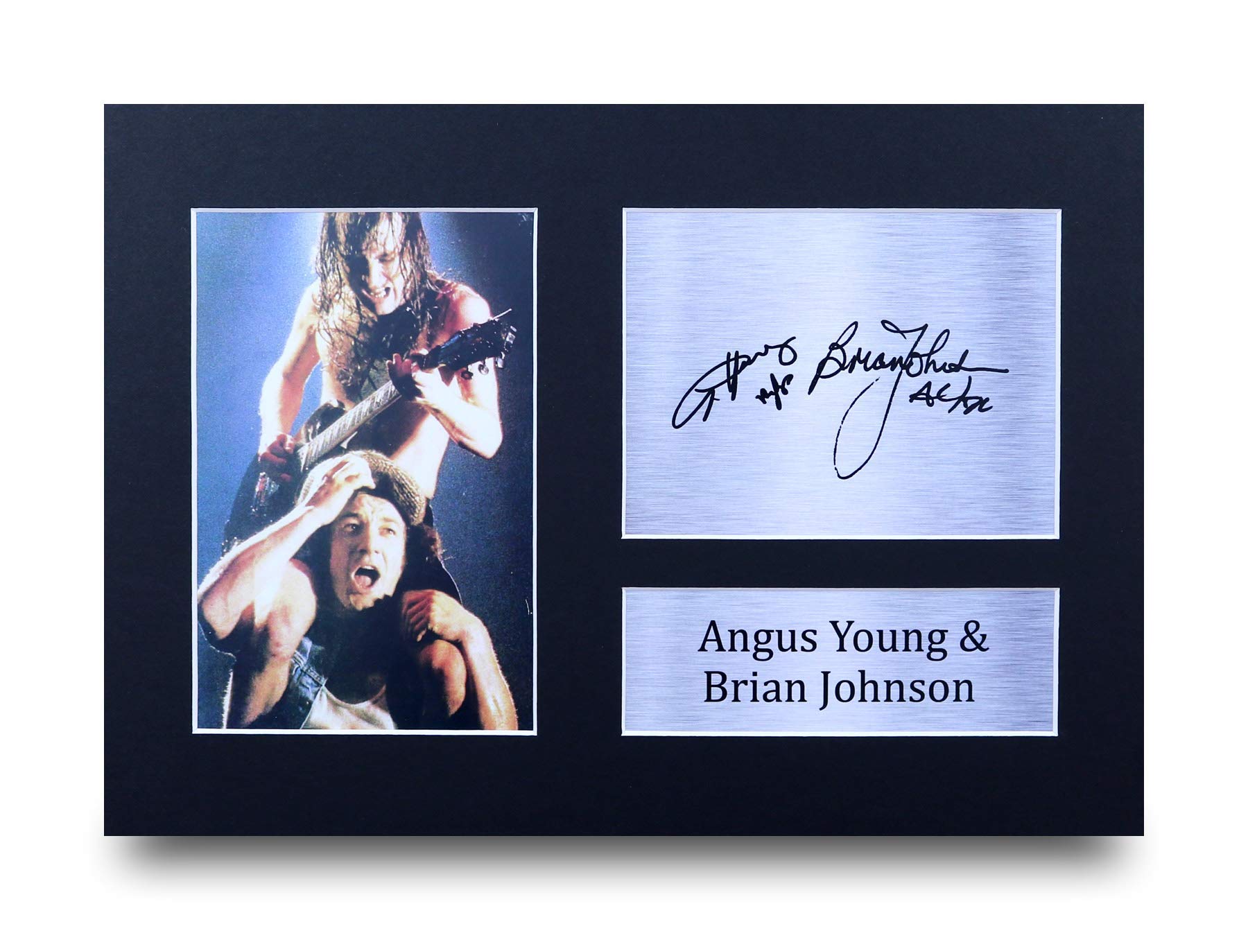 HWC Trading Angus Young & Brian Johnson Gift Signed A4 Printed Autograph ACDC Gifts Photo Display — image 1