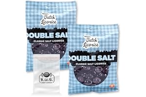 R.U.S. CANDY Gustaf's Dutch Licorice Double Salt Licorice, 2 Pack - 5.29 oz Each | Authentic Dutch Candy | Imported Salty Licorice - comes with RUS Candy Company travel size bags (Double Salt)