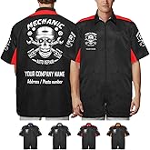 Custom Mechanic Work Shirts for Men Personalized Logo and Name Automotive Motorsports Workwear Zipper Jacket