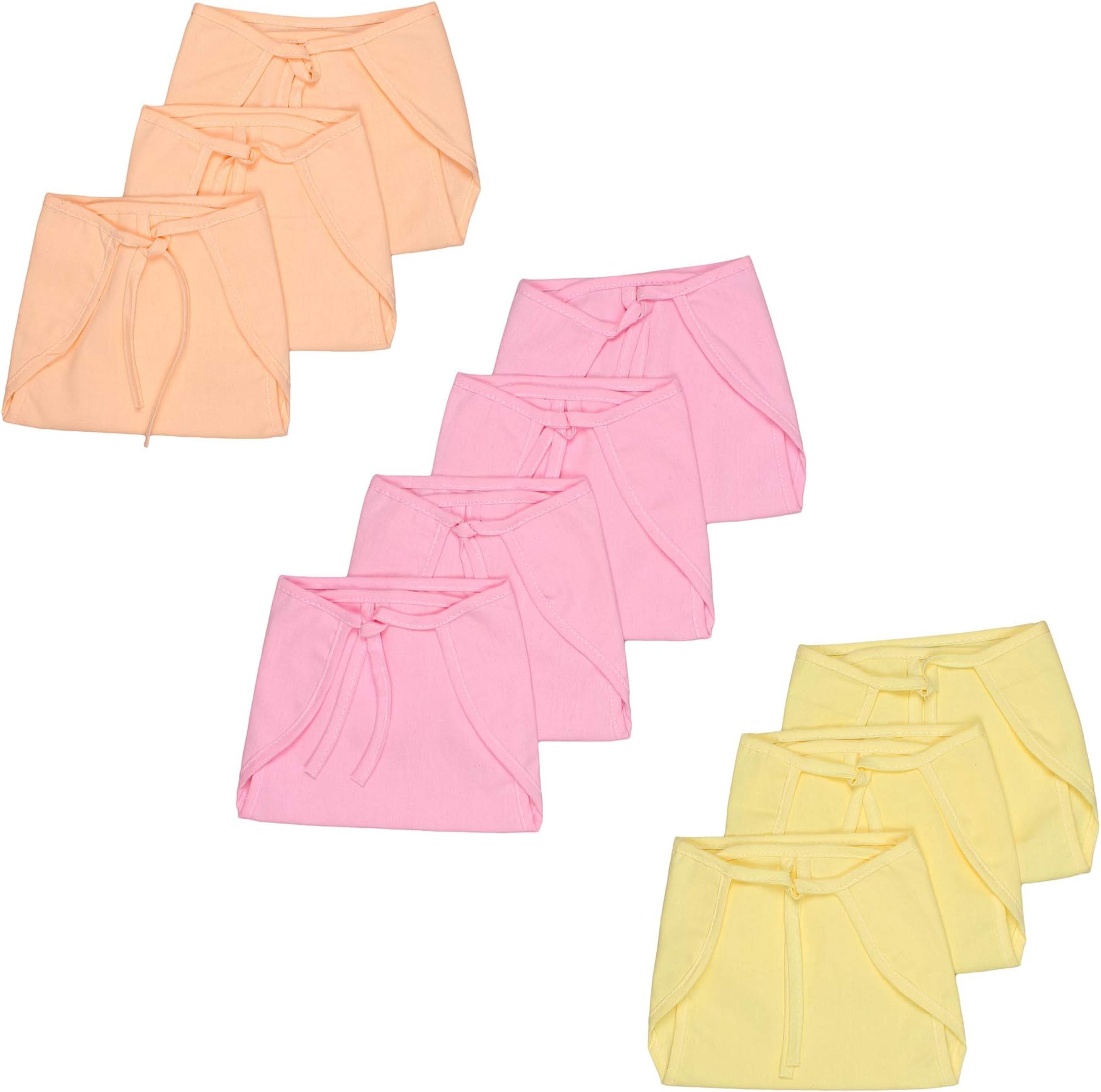 Eranqo Washable and Reusable Multi Colour Cotton Infant Baby Cloth Diaper for Newborn(Pack of 10)