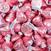 Hershe.ysKisses Milk Chocolate Candy Approx 60 Count Solid Milk Chocolate Kisses Candy In PINK Foil Wrap