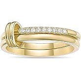 Lavari Jewelers 3/4 Carat Lab Grown Diamond Interlocked Stackable Ring for Women - 18k Yellow Gold Plated 925 Sterling Silver Anniversary Ring for Her - Wedding Promise Band Ring Size to 9