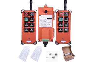 TEELODANE Industrial Wireless Crane Remote Control kit F21-E1B 8 Button 12v 24v Electric Lift Hoist Overhead Tower Bridge Radio Switch Receiver (2 Transmitters + DC 12V Receiver)