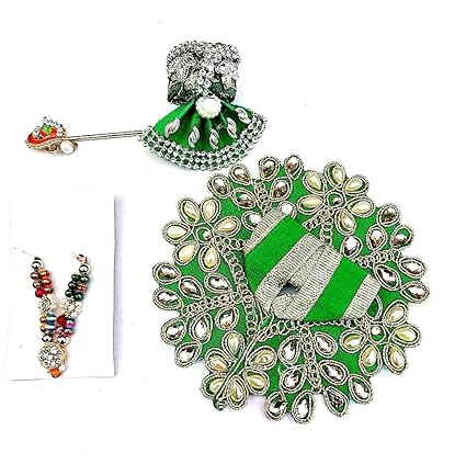 krishnagallery Laddu Gopal Moti Diamond Dress Combo (Size 2 No, Green)