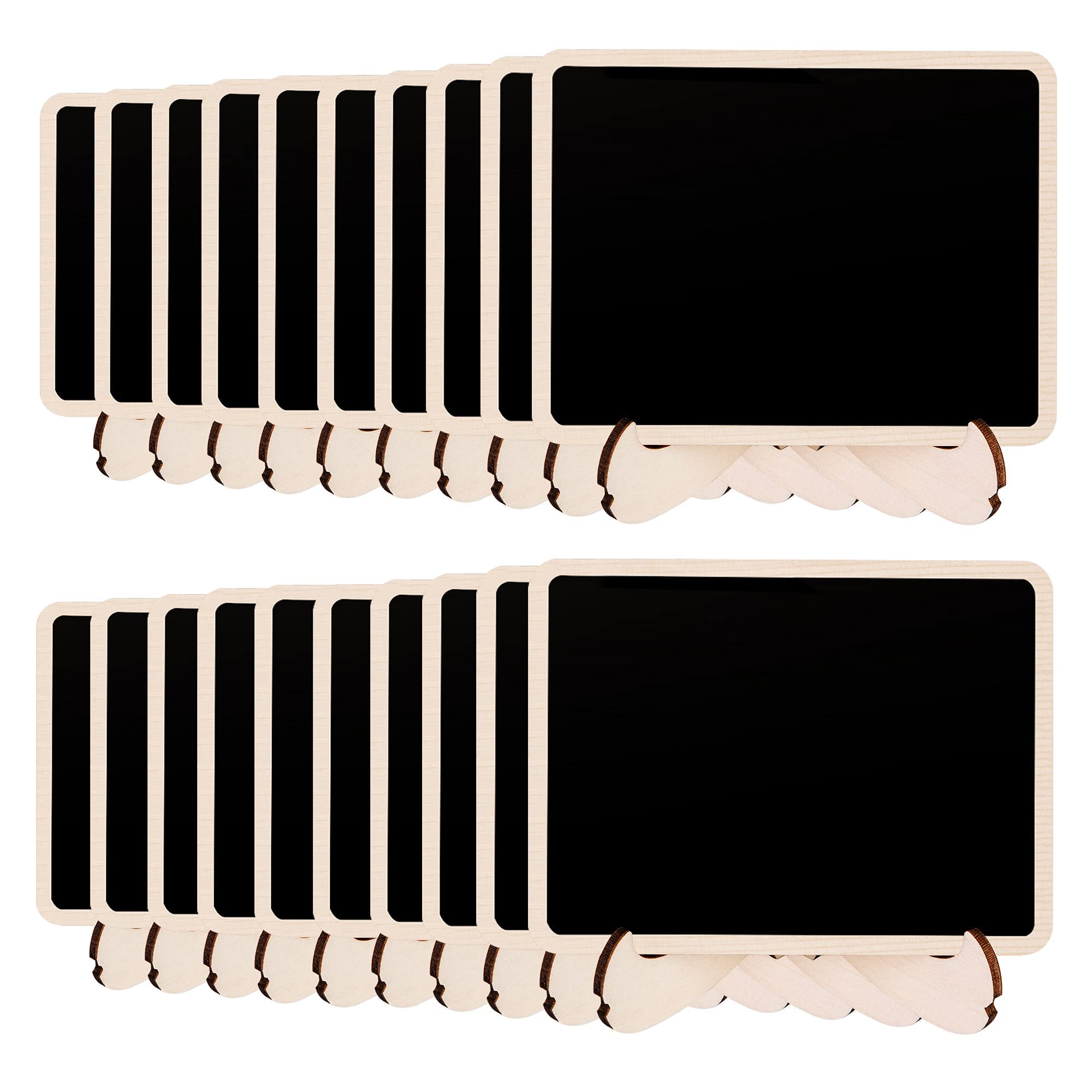 Amazon Basics Wood Mini Chalkboards Signs with Support Easels, 20 Pack, 8 x 10 cm, Black