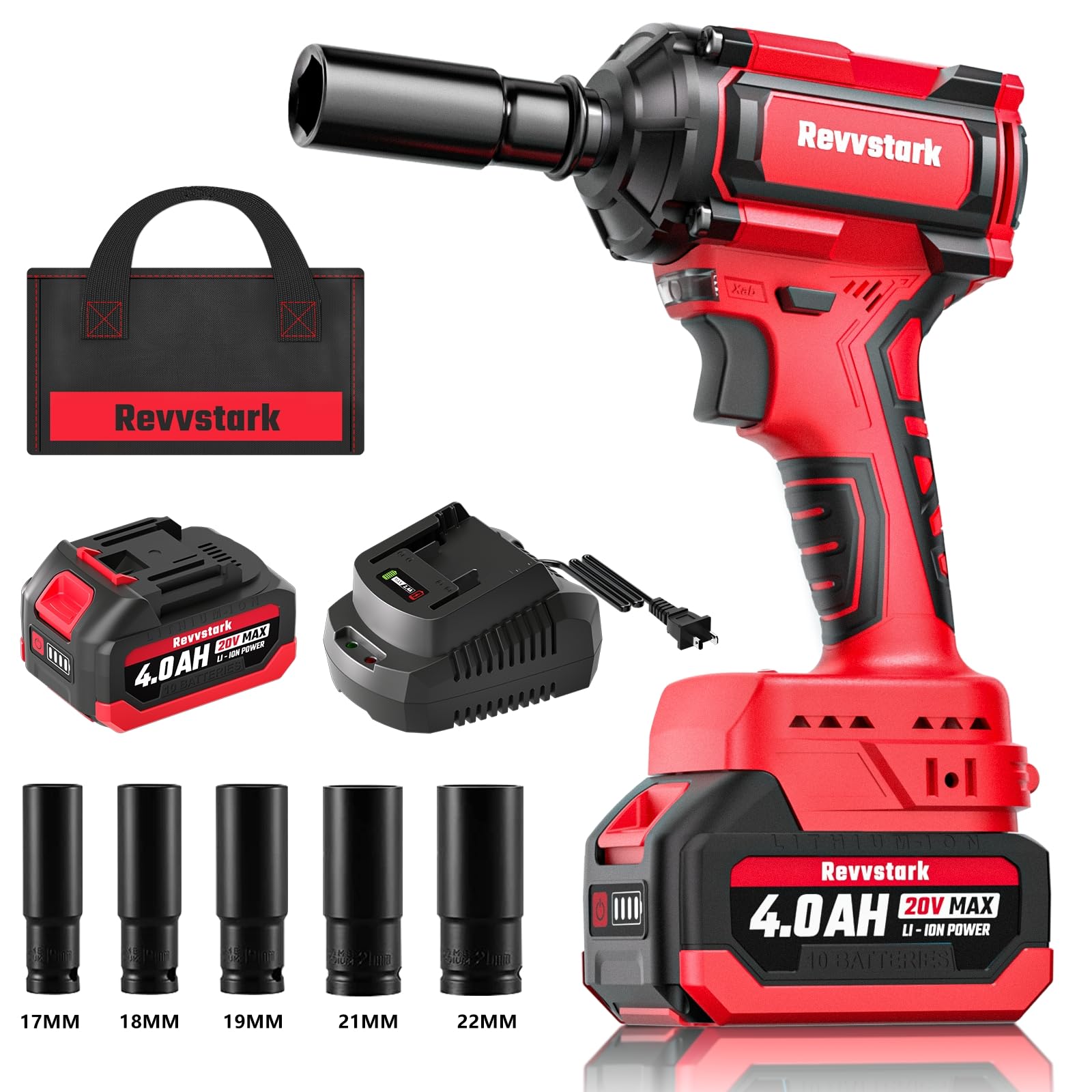 LITEKON Cordless Impact Wrench - Brushless Motor, 650N.M Max Torque, 3300RPM, 2000mAh Battery, 6 Sockets Included - Powerful & Portable