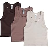 90 Degree By Reflex Womens Seamless Tank Ribbed Fitted Racerback Hip-Length Top 3 Pack