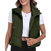 Memorose Puffer Vest for Women Winter Outwear Jacket Cropped Sleeveless Lightweight Fashion Fall Coat with Pockets