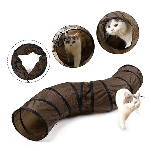 Eono Essentials Katzenspielzeug Kätzchen Tunnel Faltbarer S-förmige Weise mit 2 Höhlen Katze Spieltunnel Röhren Spaß für Hase