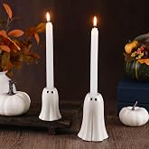 Reallnaive 2 Pcs Halloween Ghost Candlestick, Halloween Taper Candle Holder | Cute Shape Candlestick, Stick Holders Ceramic Taper Candleholder, for Holiday Wedding Party Home Decor, Candle Not Included