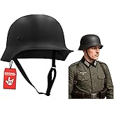 Nicky Bigs Novelties Black German WW2 Helmet, Military Costume Accessory | Black Plastic Stahlhelm Helmet with Adjustable Chin Strap, Foam Padding, One Size Fits Most, Perfect Halloween Accessory